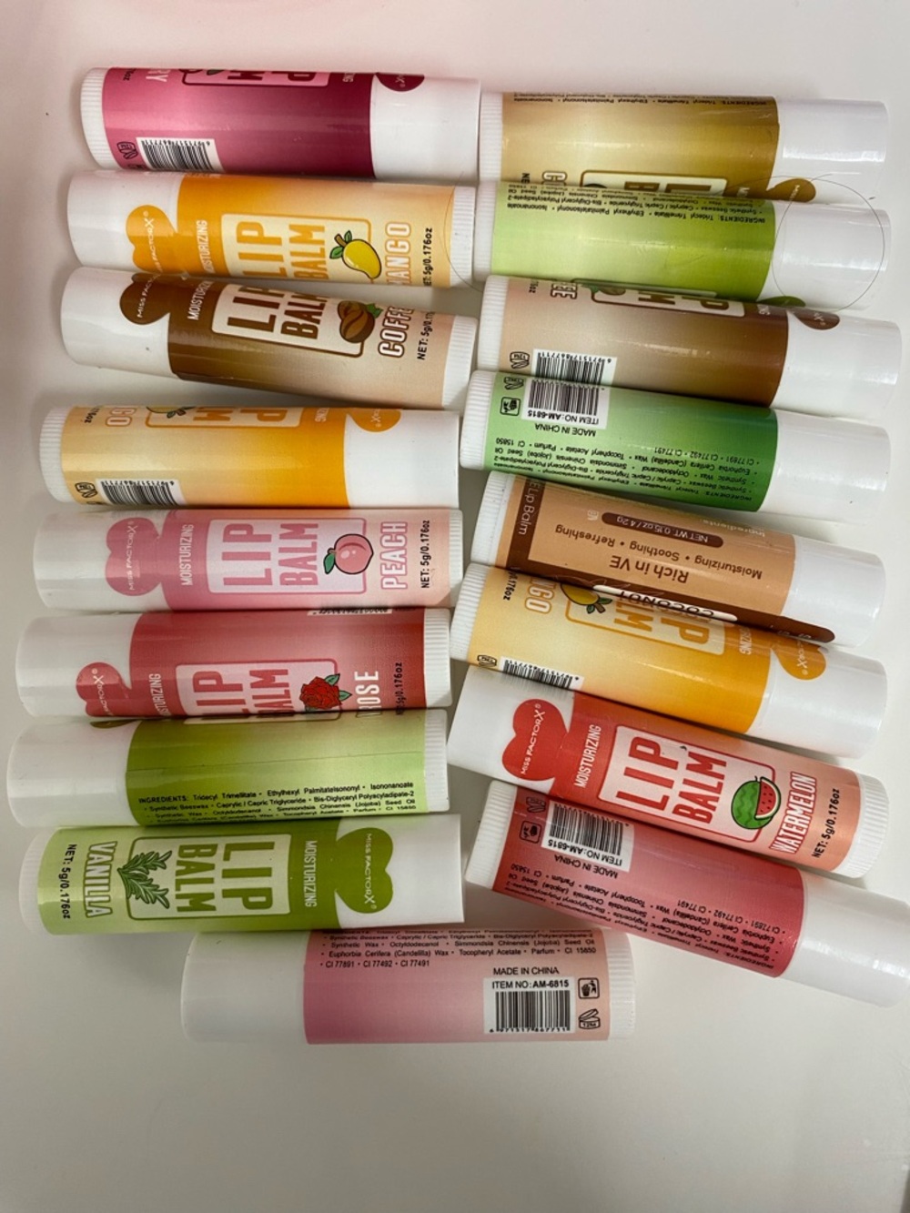 Assorted Fruit Lip Balm Tubes - Pink, Yellow, Green, Brown